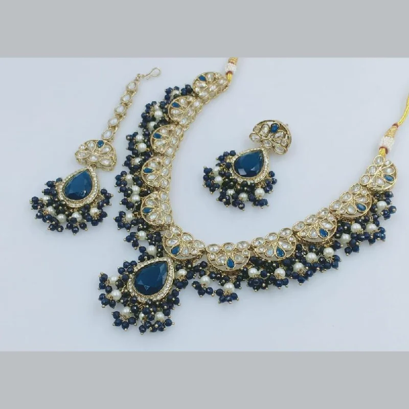 Rani Sati Jewels Gold Plated Crystal Stone And Pearls Necklace Set