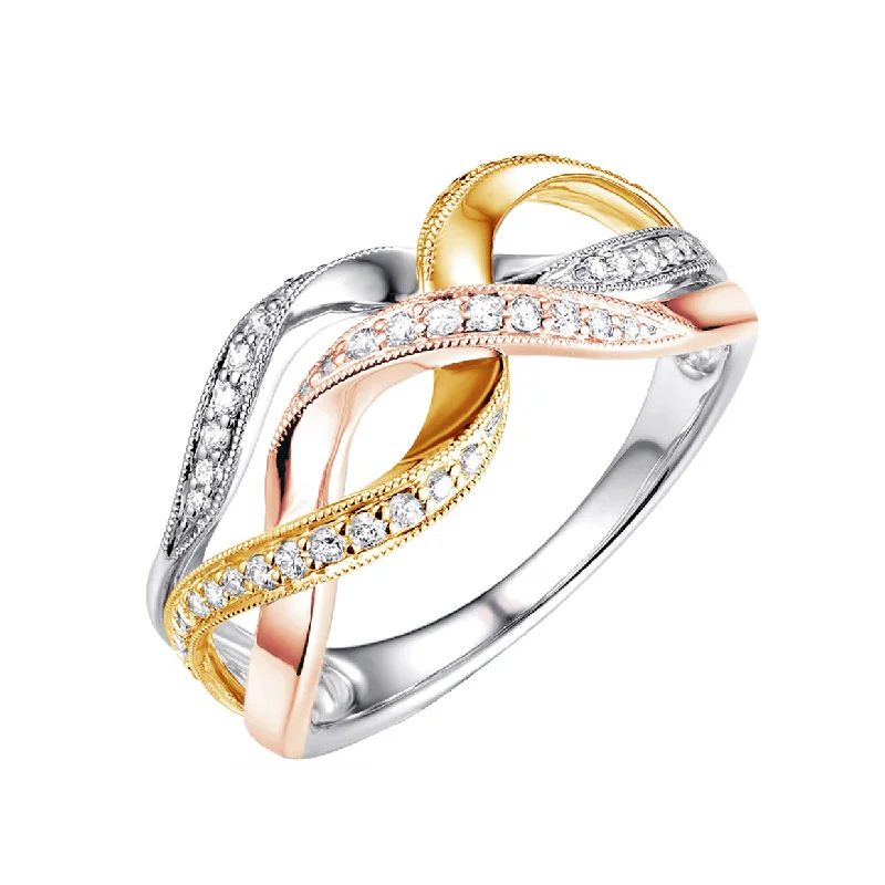 14K Tri Color Gold Fashion Diamond Ring