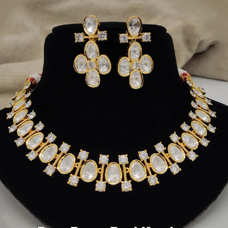 Royal Kundan Jewellery Gold Plated Polki Kundan Necklace Set