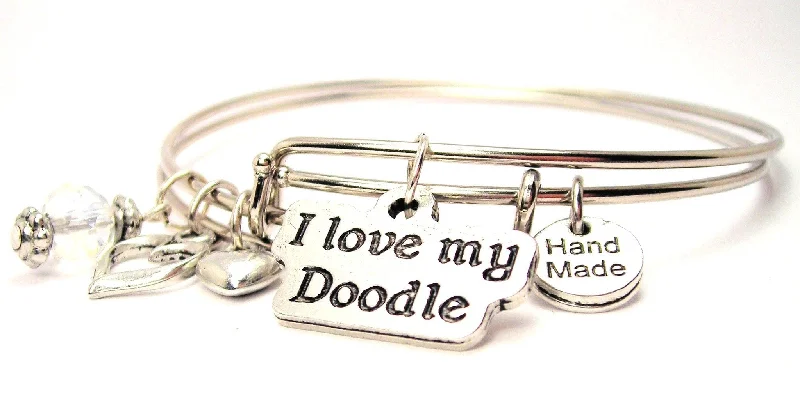 I Love My Doodle Expandable Bangle Bracelet Set