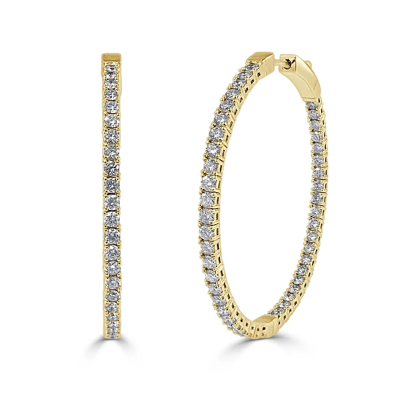 Joelle Diamond Hoop Earrings Inside Out 14K Gold 1.5"