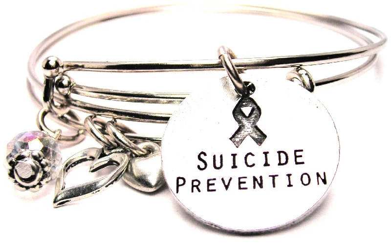 Suicide Prevention Expandable Bangle Bracelet Set