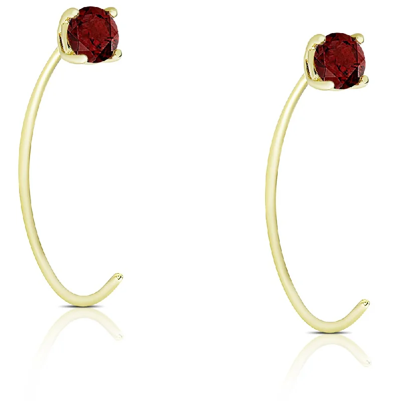 Dolce Giavonna Gold Over Sterling Silver Garnet Circle Earrings