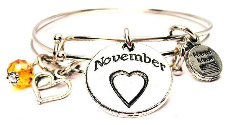 November Circle Expandable Bangle Bracelet Set