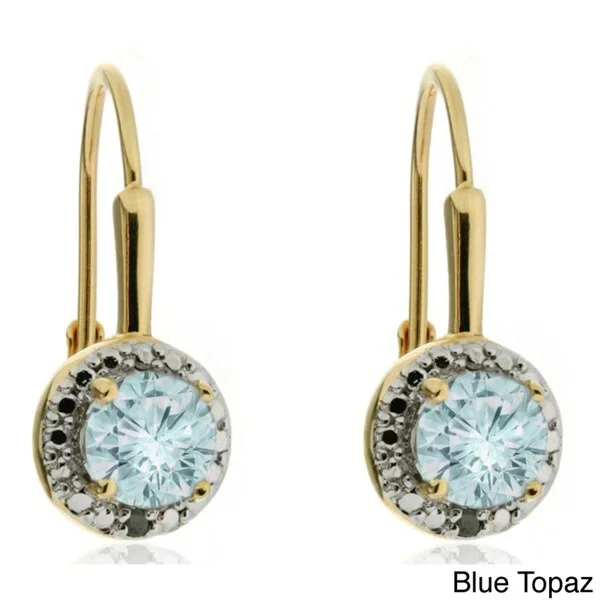 18k Gold Overlay Gemstone and Diamond Accent Earrings (I-J, I2-I3)