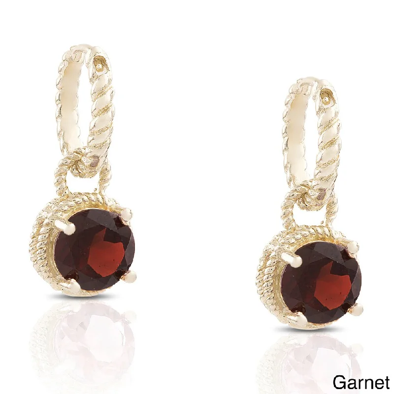 Dolce Giavonna Gold over Sterling Silver Gemstone Drop Earrings