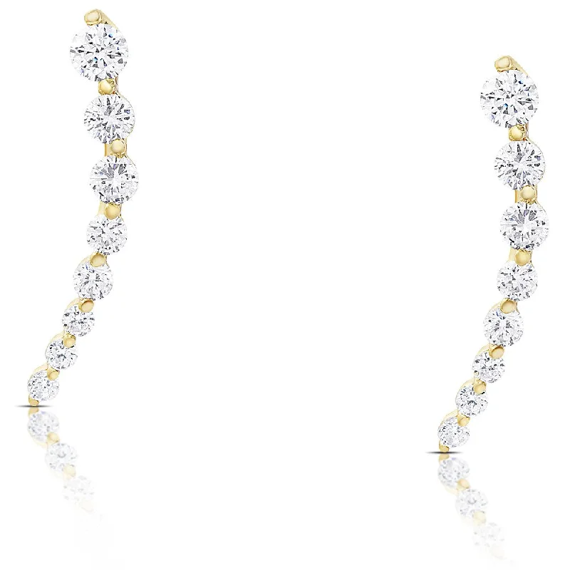 Dolce Giavonna Sterling Silver Cubic Zirconia Graduated Crawler Earrings