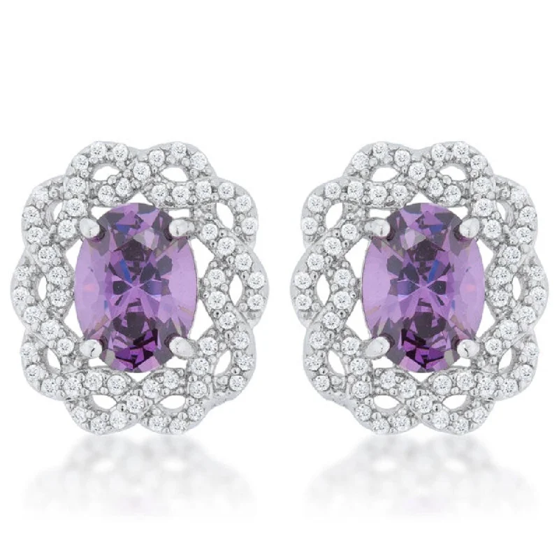 Amethyst Oval Stud Earrings For Elegant Sophistication - 14 Mm X 12.5 Mm X 5 Mm