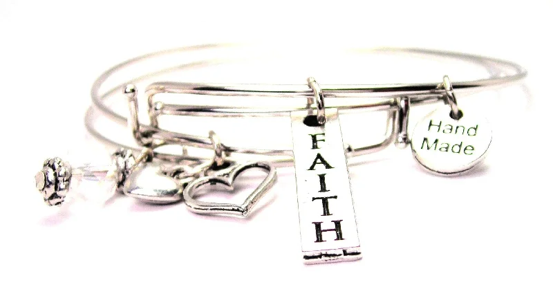 Faith Long Tab Expandable Bangle Bracelet Set