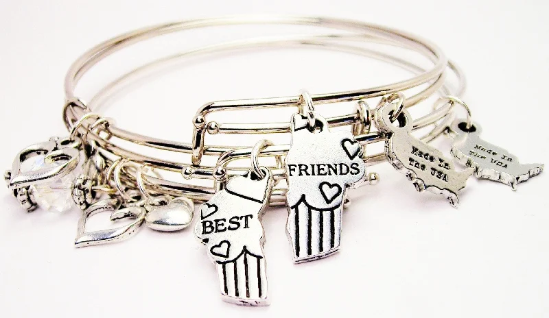 Best Friends Cup Cakes Expandable Bangle Bracelet Set