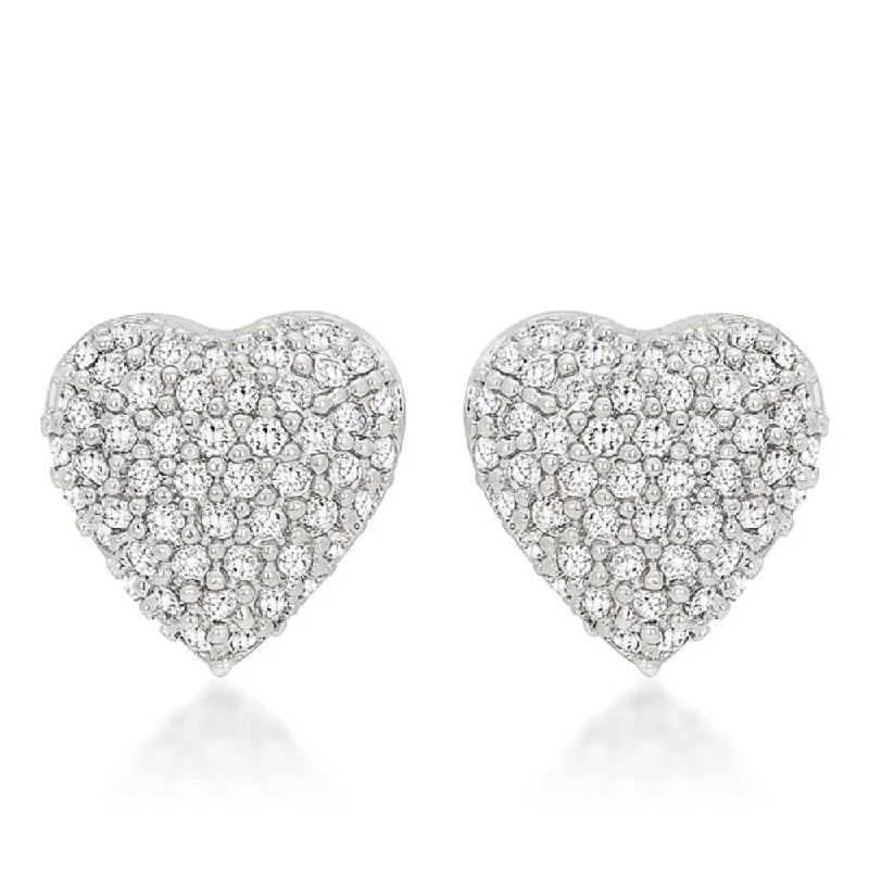 Sparkling Pave Heart Earrings For A Special Occasion - 10.2 Mm L X 10.35 Mm W X 4.33 Mm H