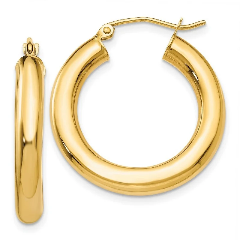 Curata 14k Yellow Gold Polished 4x25mm Lightweight Round Hoop Earrings