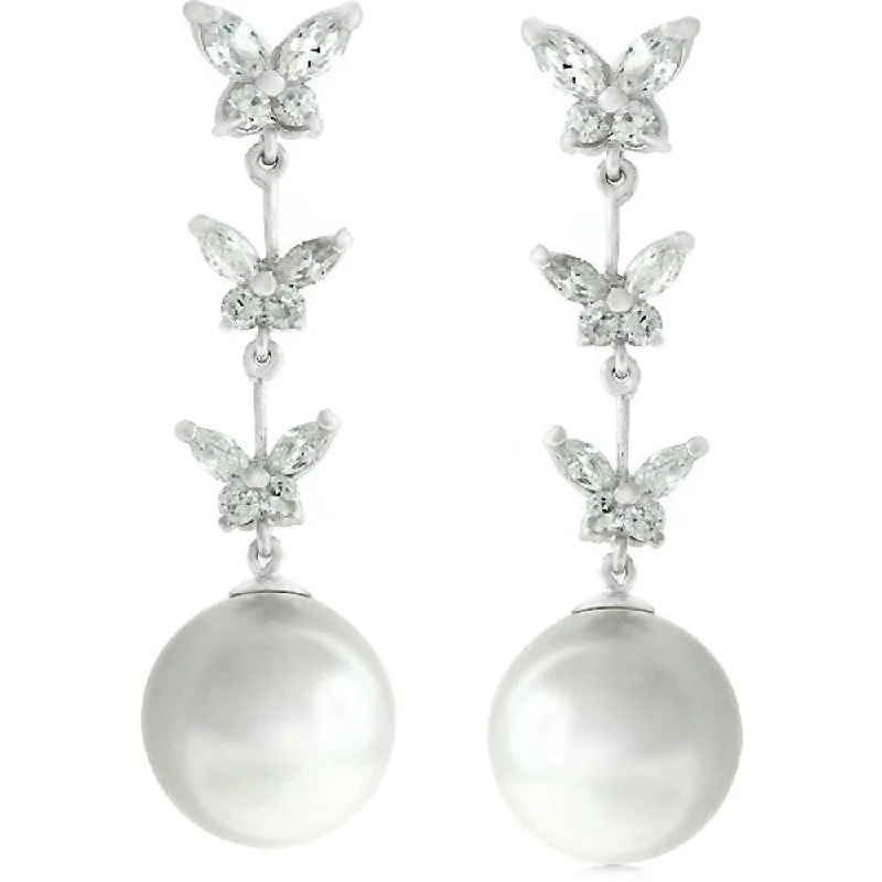 Luxury Butterfly Pearl Dangle Earrings Ideal For Special Occasions And Everyday Wear - 0.7 (mm) X 11.8 (mm) X 2.5 (mm)