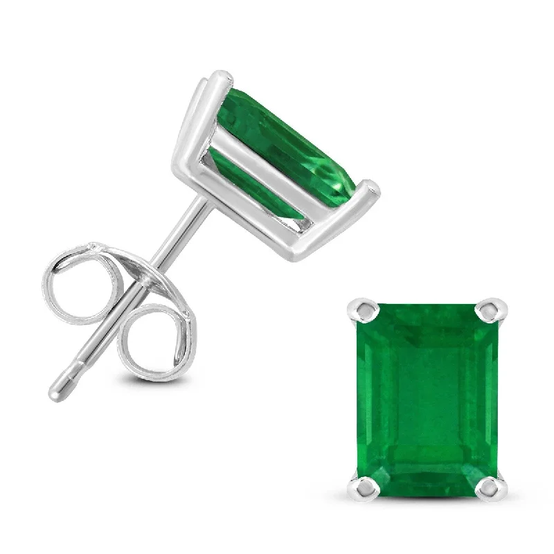 Marquee 14K White Gold 6x4MM Emerald Shaped Emerald Earrings