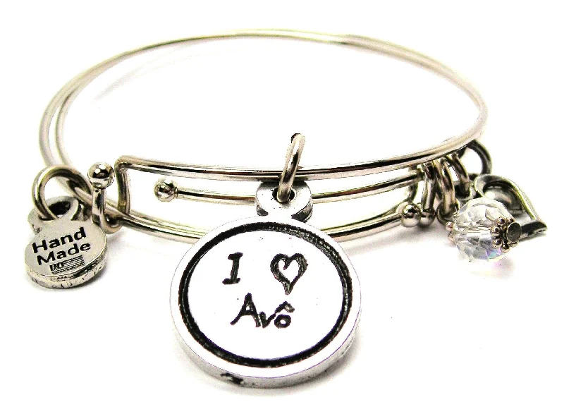 I Love Avô Grandfather Child Handwriting Expandable Bangle Bracelet