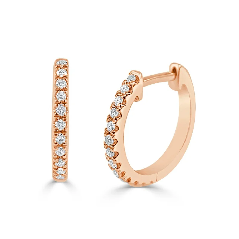 Joelle Diamond Huggie Earrings 14K Rose Gold 1/10ct