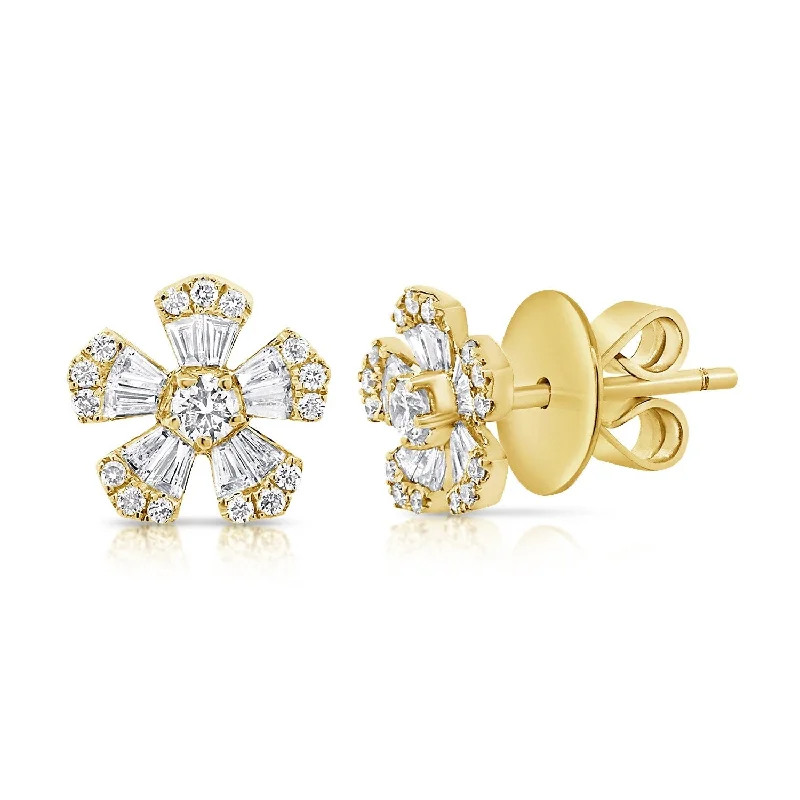 Joelle Baguette Diamond Flower Stud Earrings 1/2 ct. t.w. 14K Gold