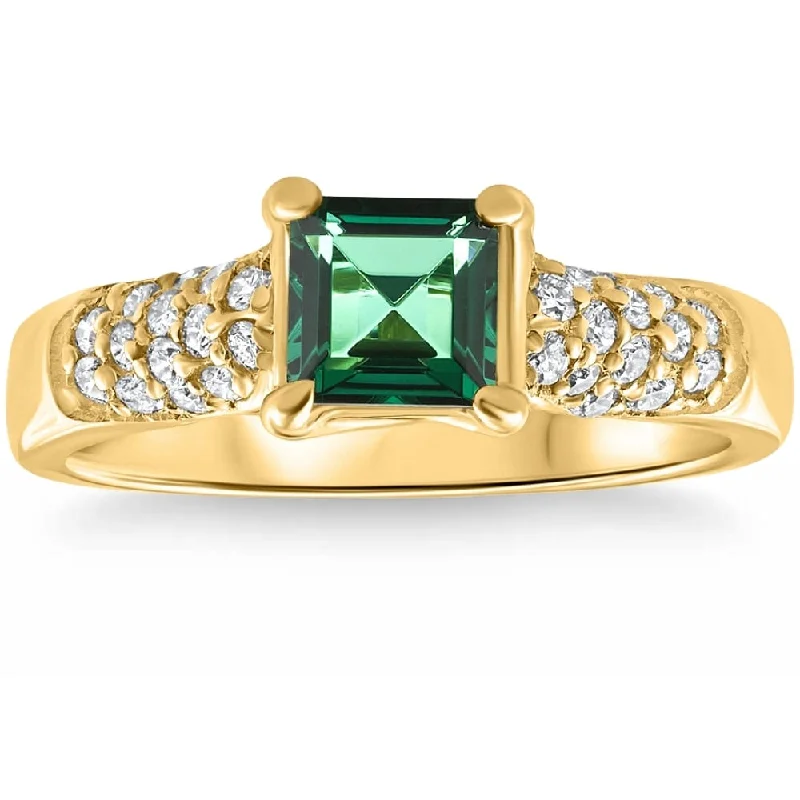 3/4Ct Peart Shape Emerald Diamond Ring Gold Lab Grown