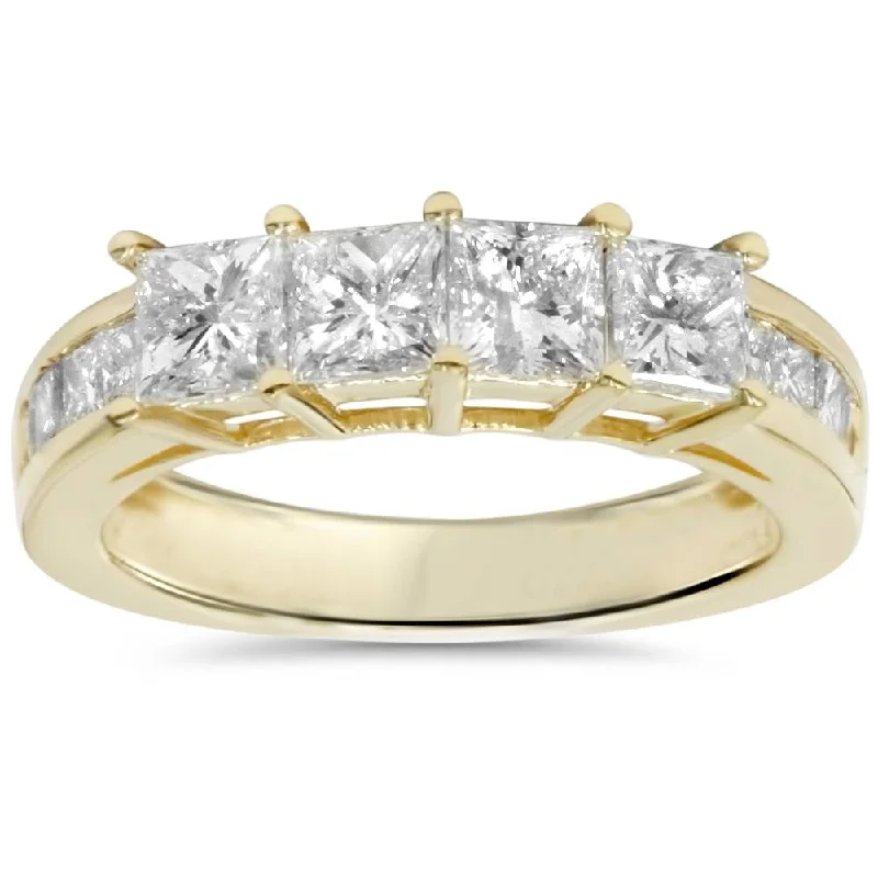 1 1/4ct Princess Cut Diamond Ring Yellow Gold