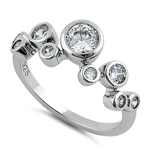 Sterling Silver Circles Style CZ Ring