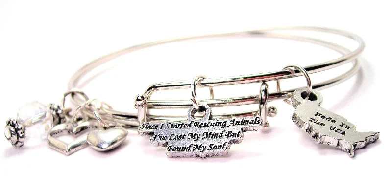 Since I Started Rescuing Animals Ive Lost My Mind But Found My Soul Expandable Bangle Bracelet Set