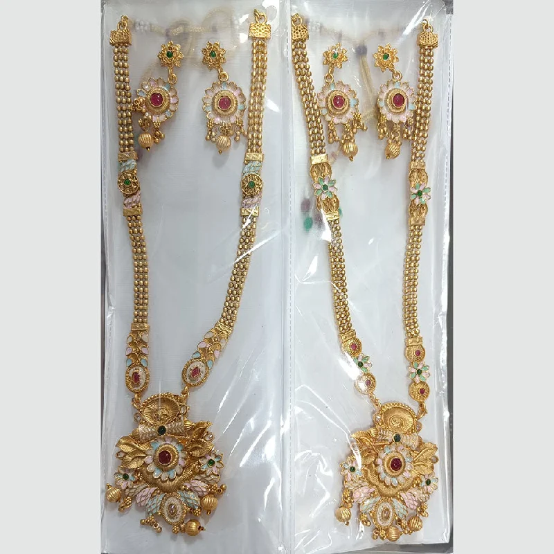 Manisha Jewellery Gold Plated Pota Stone And Pearls Choker Necklace Set   (1 Piece Only)