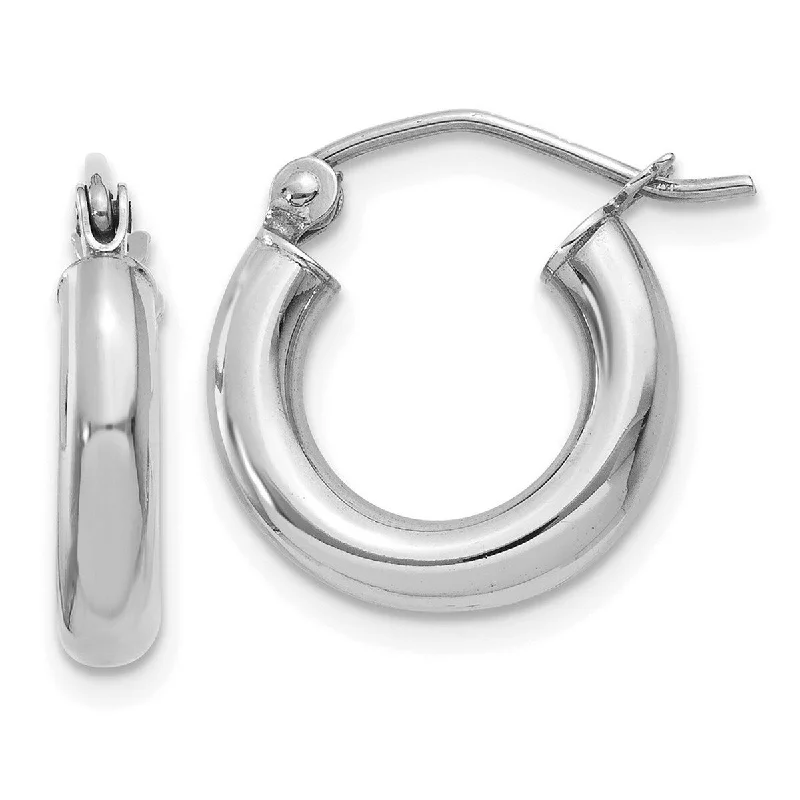 Curata 14k White Gold Polished 14x3mm Round Hoop Earrings