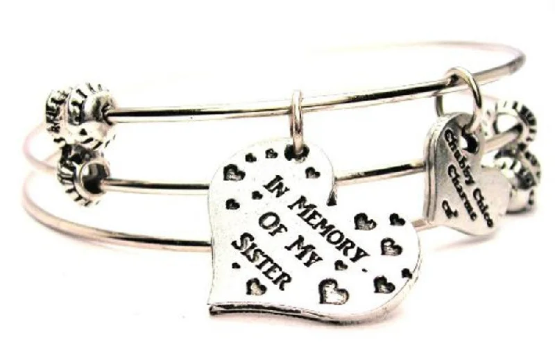 In Memory of My Sister Triple Style Expandable Bangle Bracelet