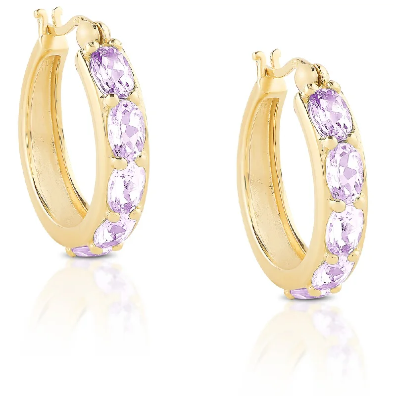 Dolce Giavonna Gold Over Sterling Silver Gemstone Hoop Earrings