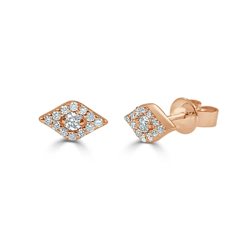 Joelle Diamond Evil Eye Studs Earrings 14K Rose Gold 1/4ct