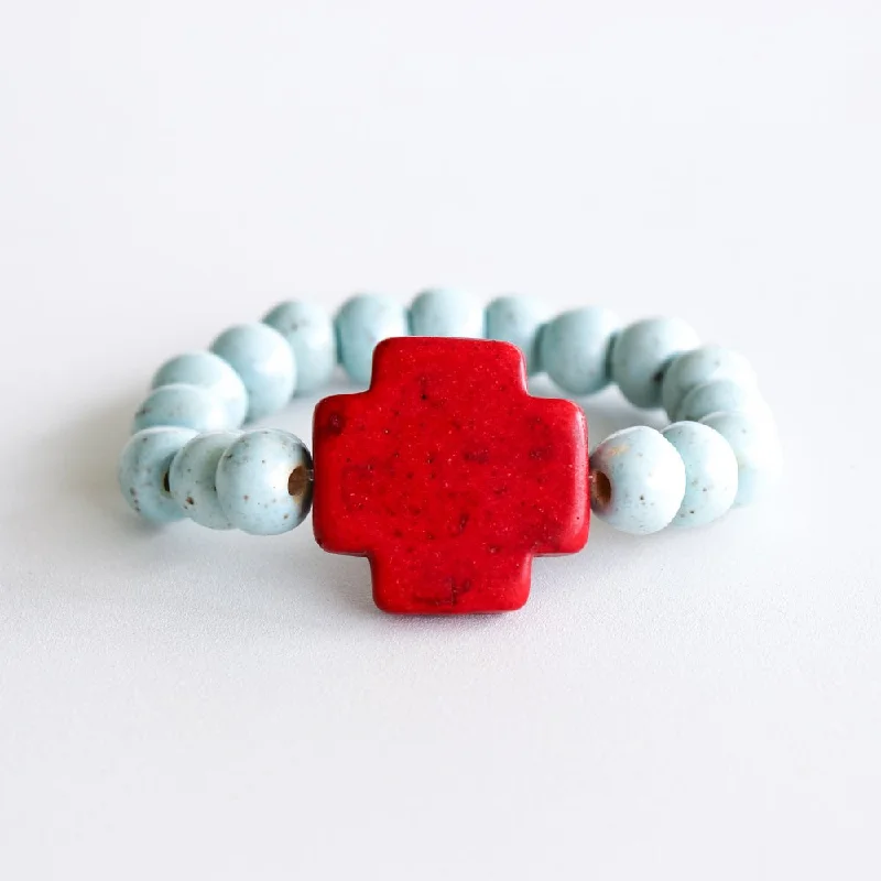 Kids- Blue Bracelet with Red Cross