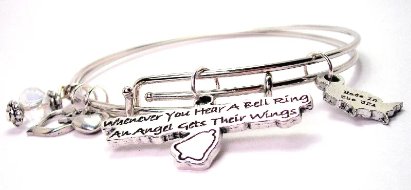 Whenever You Hear A Bell Ring An Angel Gets Their Wings Expandable Bangle Bracelet Set