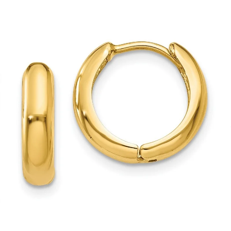 Curata 14k Yellow Gold Polished 3x12mm Hinged Huggies Hoop Earrings