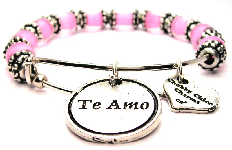 Te Amo I Love You 9mm Glass Beaded Single Bracelet