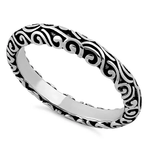 Sterling Silver Oxidized Bali Band Ring