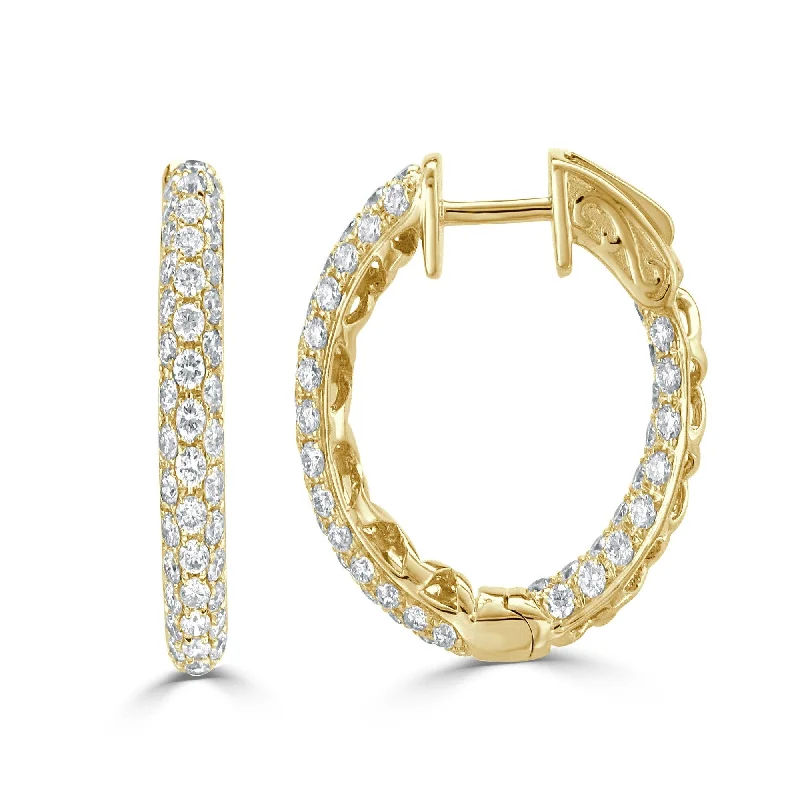 Joelle Diamond Hoop Earrings 18K Yellow Gold 1.89 CTTW 3/4"