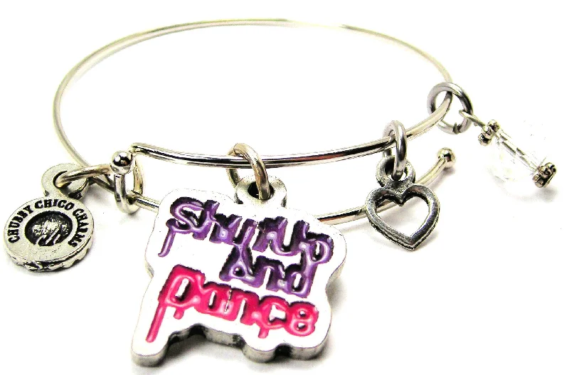 Shut Up And Dance Hand Painted Purple And Pink Bangle Bracelet