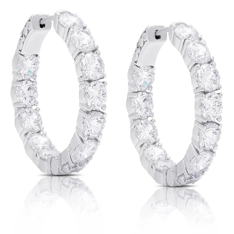 Dolce Giavonna Sterling Silver Cubic Zirconia Hoop Earrings