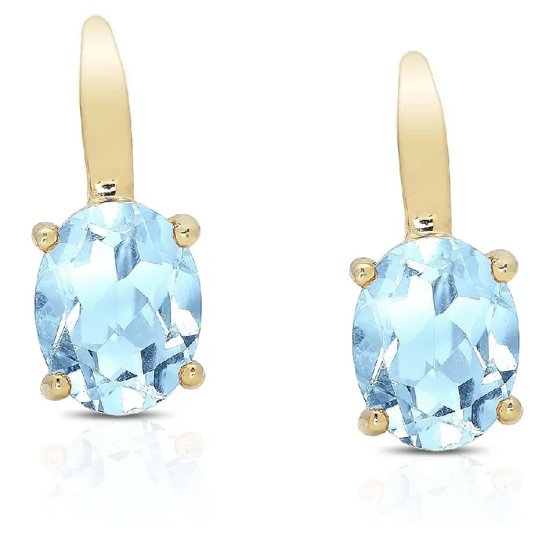 Dolce Giavonna Gold Over Sterling Silver Gemstone Leverback Earrings in Gift Box