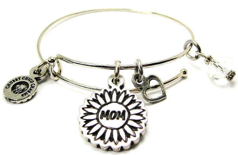 Mom Flower Bangle Bracelet