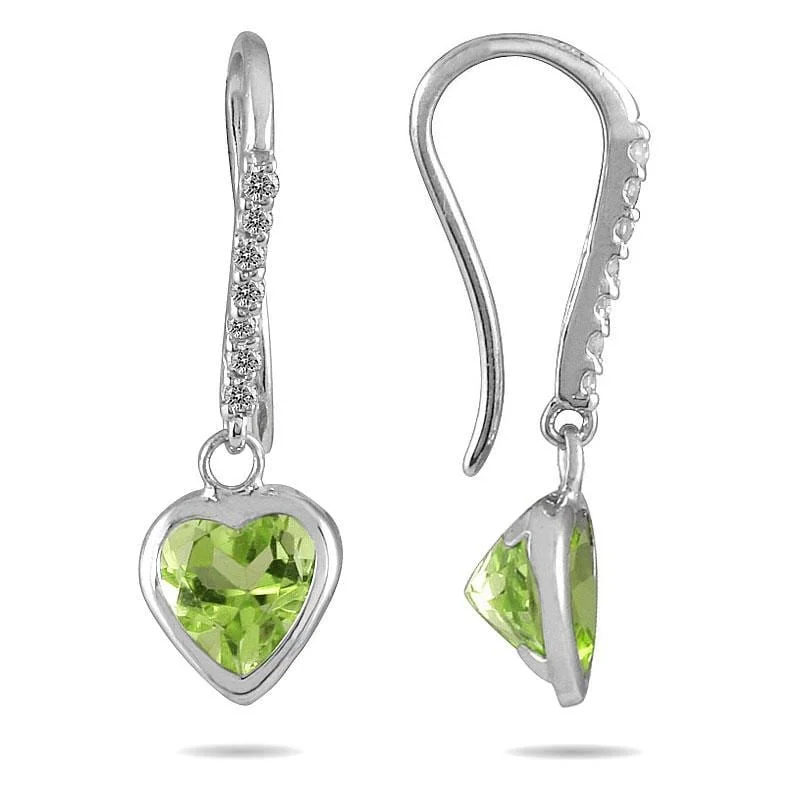 Marquee 14K Gold Peridot and 1/10ct TDW Diamond Heart Earrings (I-J, I1-I2)