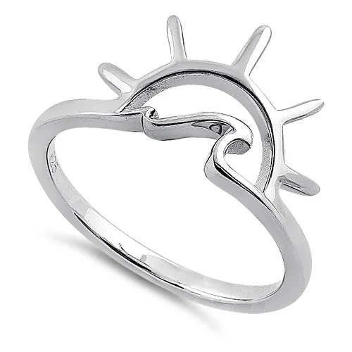 Sterling Silver Sun & Wave Ring