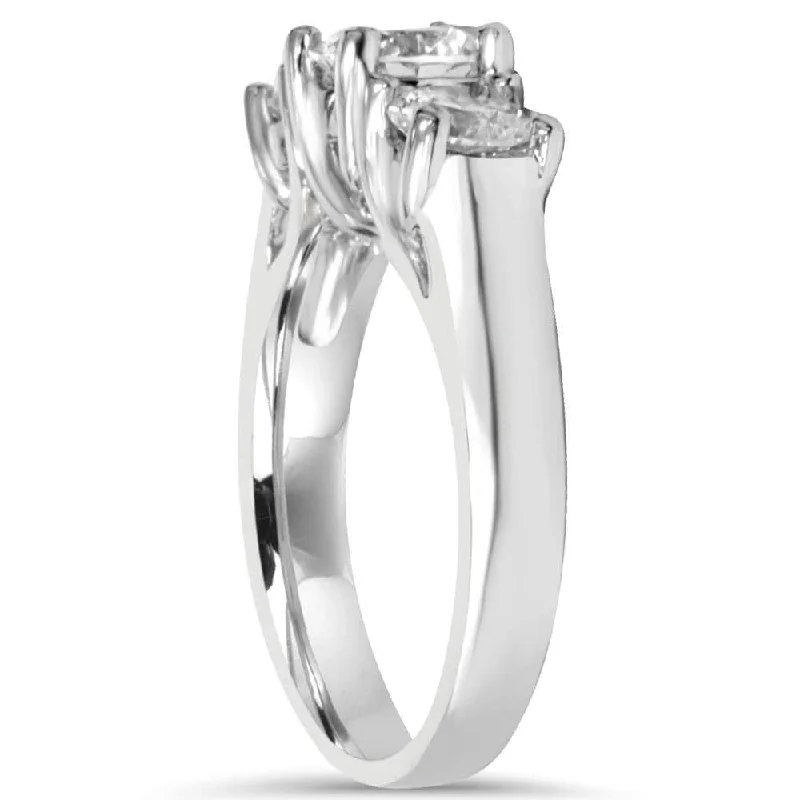 1 3/8ct Three Stone Diamond Ring White Gold