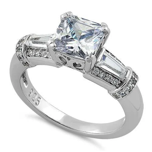 Sterling Silver 1.25 ct. Princess-Cut CZ Engagement Ring