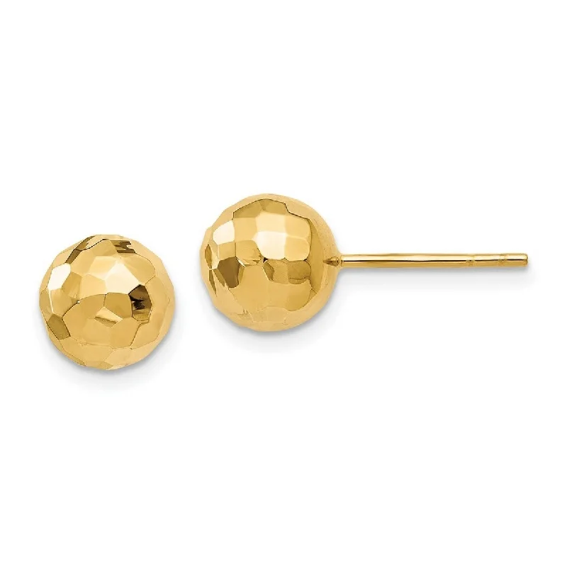 Curata 14k Yellow Gold 8mm Polished Faceted Post Earrings