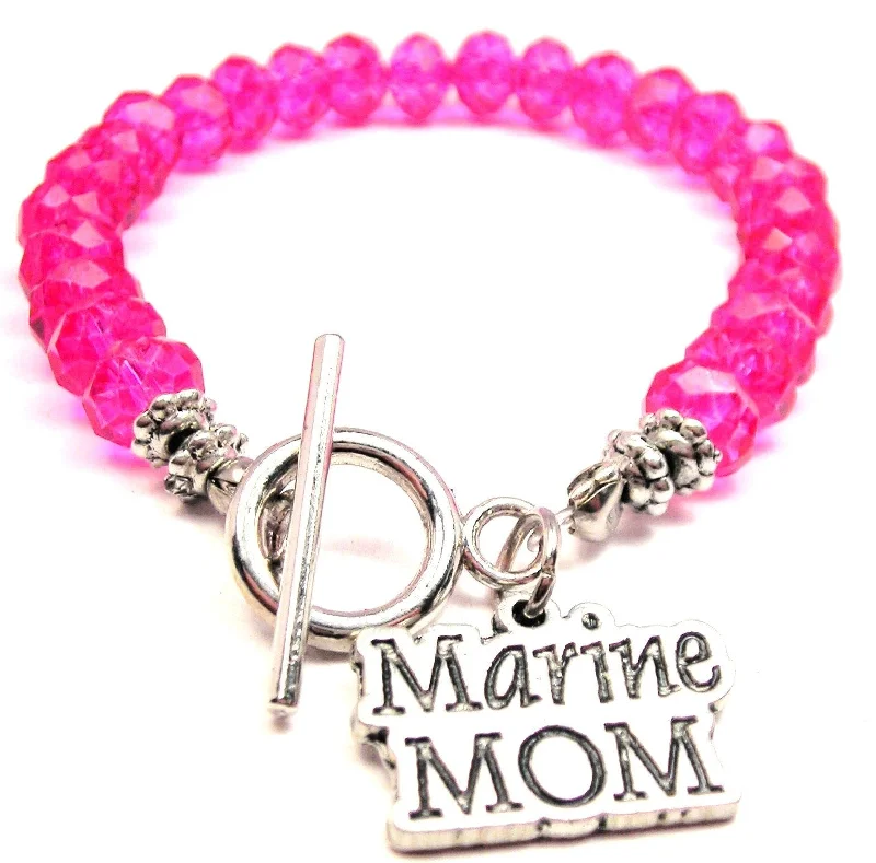 Marine Mom Crystal Beaded Toggle Style Bracelet