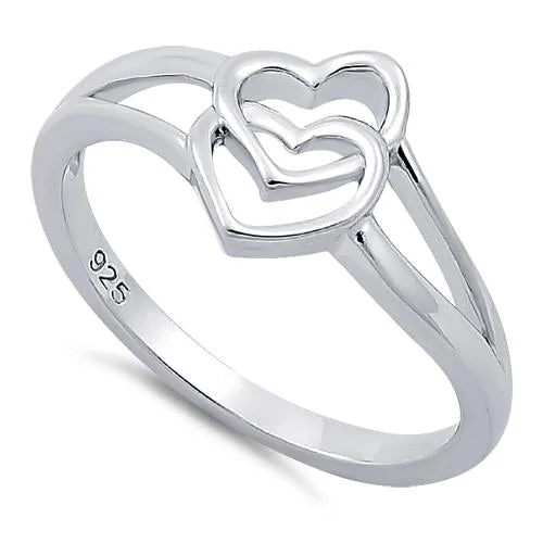 Sterling Silver Double Heart Ring