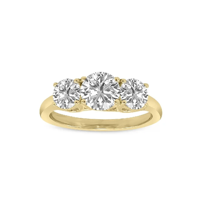 Marquee 1.50 Carat TW Three Stone Lab Grown Diamond Ring in 14K Yellow Gold