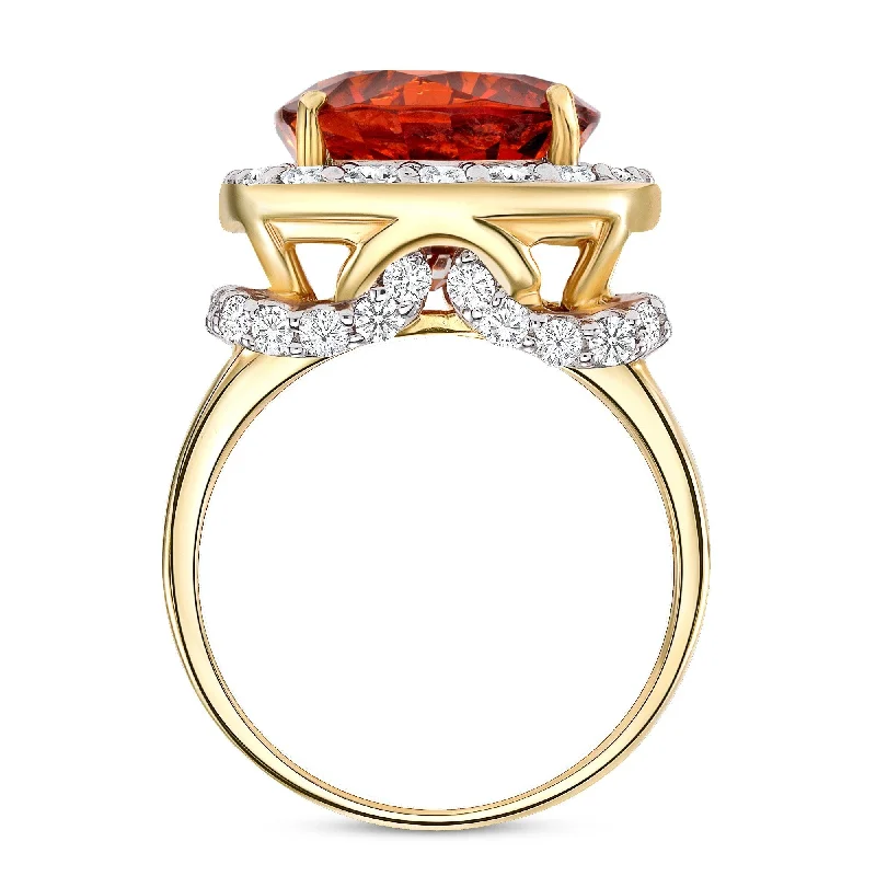 8.14 ct Spessartite Garnet and Diamond Ring in 14k White Gold