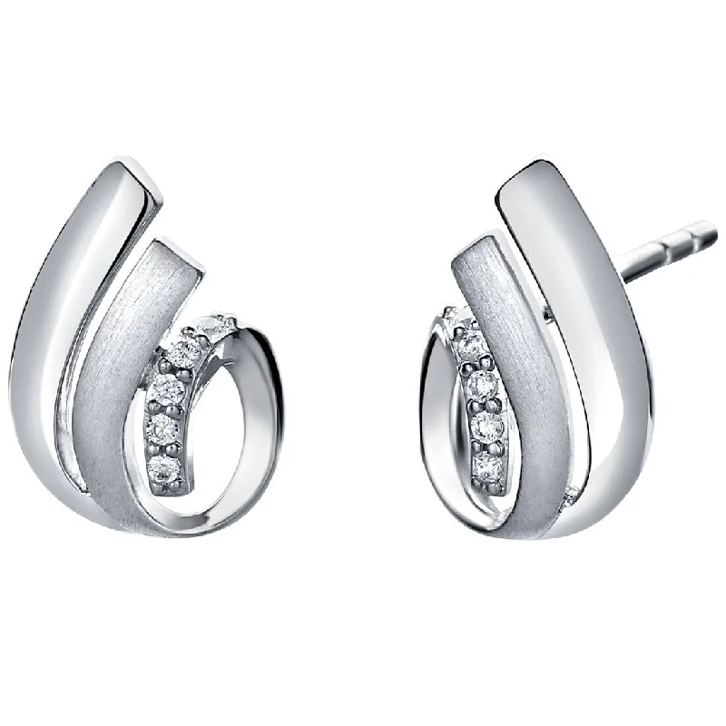 Sterling Silver Cubic Zirconia Tulip Shell Charm Earrings